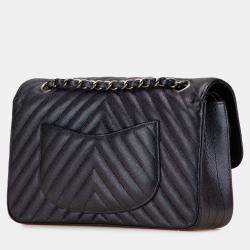 Pre Owned Chanel Medium Classic Chevron Caviar Double Flap