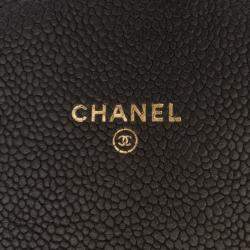 Pre Owned Chanel Black Paris-Cuba Square Quilted Caviar Thread Around Wallet On Chain