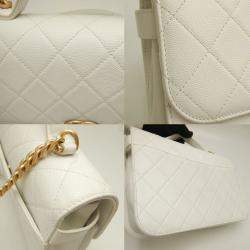Pre Owned Chanel Chain  Caviar Skin White Shoulder Bag