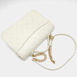 Pre Owned Chanel Chain  Caviar Skin White Shoulder Bag