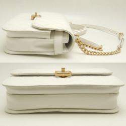 Pre Owned Chanel Chain  Caviar Skin White Shoulder Bag
