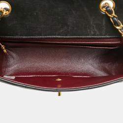 Pre Owned Chanel Matelasse Diana 22 Coco Mark Black Lambskin Shoulder Bag 