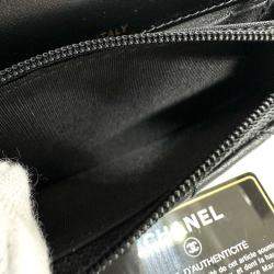 Pre Owned Chanel Cc Coco Mark Pearl Black Lambskin Long Chain Wallet