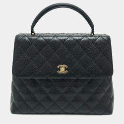 Pre Owned Chanel Coco Mark Cc Matelasse Quilted Tote Bag In Caviar Leather  Black
