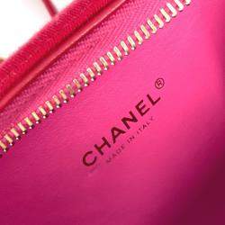 Pre Owned Chanel Coco Mark Cc Filigree Orange/Red Canvas Leather 2-Way Chain Shoulder Vanity Bag
