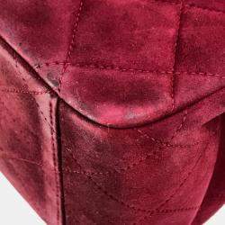 Pre Owned Chanel CC Coco Mark Deca Matelasse Bordeaux Suede 34 Double Chain Shoulder Bag