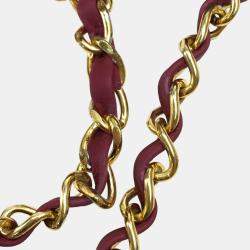 Pre Owned Chanel CC Coco Mark Deca Matelasse Bordeaux Suede 34 Double Chain Shoulder Bag