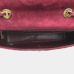 Pre Owned Chanel CC Coco Mark Deca Matelasse Bordeaux Suede 34 Double Chain Shoulder Bag
