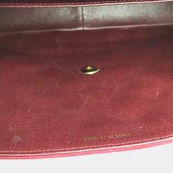 Pre Owned Chanel CC Coco Mark Deca Matelasse Bordeaux Suede 34 Double Chain Shoulder Bag