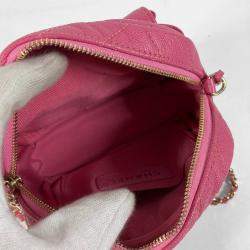 Pre Owned Chanel Matelasse Quilted Coco Mark Pink Caviar Skin Pochette Chain Shoulder Bag