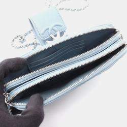 Pre Owned Chanel Half Coco Mark Matelasse Shoulder Bag In Grained Calfskin Leather  Blue