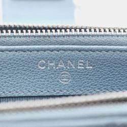 Pre Owned Chanel Half Coco Mark Matelasse Shoulder Bag In Grained Calfskin Leather  Blue