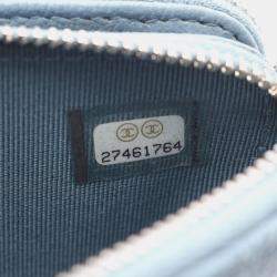 Pre Owned Chanel Half Coco Mark Matelasse Shoulder Bag In Grained Calfskin Leather  Blue