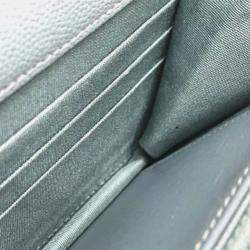 Pre Owned Chanel Long Wallet With V-Stitching And Coco Mark  Cc Chain Shoulder Bag  Caviar Leather    Blue