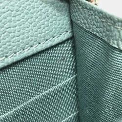 Pre Owned Chanel Long Wallet With V-Stitching And Coco Mark  Cc Chain Shoulder Bag  Caviar Leather    Blue