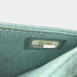 Pre Owned Chanel Long Wallet With V-Stitching And Coco Mark  Cc Chain Shoulder Bag  Caviar Leather    Blue