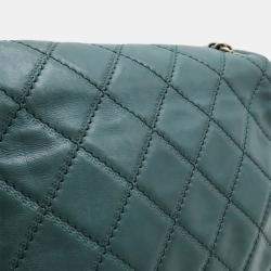 Pre Owned Chanel Wild Stitch Matelasse Coco Mark Chain Shoulder Bag In Deep Green Leather
