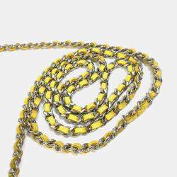 Pre Owned Chanel Cc Coco Mark Matelasse Quilted Chain Wallet/Long Wallet Lambskin  Yellow