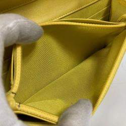 Pre Owned Chanel Cc Coco Mark Matelasse Quilted Chain Wallet/Long Wallet Lambskin  Yellow