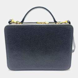 Pre Owned Chanel Coco Mark Vanity Bag  Deka Coco  2-Way Shoulder Bag/Handbag  Caviar Skin  Black