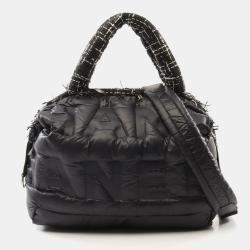 Pre Owned Chanel Doudonne Coconage Tote Bag Nylon Leather Fabric Black