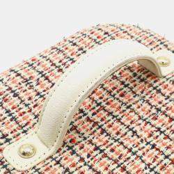 Pre Owned Chanel Cruise Line Coco Mark Vanity Case/Vanity Bag/Handbag/Chain Shoulder Bag In Tweed And White