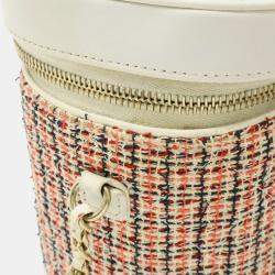 Pre Owned Chanel Cruise Line Coco Mark Vanity Case/Vanity Bag/Handbag/Chain Shoulder Bag In Tweed And White
