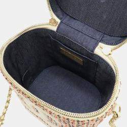 Pre Owned Chanel Cruise Line Coco Mark Vanity Case/Vanity Bag/Handbag/Chain Shoulder Bag In Tweed And White