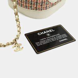 Pre Owned Chanel Cruise Line Coco Mark Vanity Case/Vanity Bag/Handbag/Chain Shoulder Bag In Tweed And White
