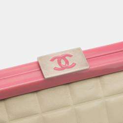 Pre Owned Chanel Cream Chocolate Bar Lambskin Frame Bag