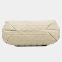 Pre Owned Chanel Cream Chocolate Bar Lambskin Frame Bag