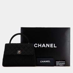 Pre Owned Chanel Black CC Quilted Jersey Kelly Top Handle Bag