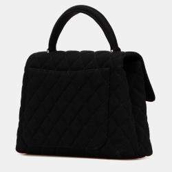 Pre Owned Chanel Black CC Quilted Jersey Kelly Top Handle Bag