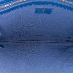Pre Owned Chanel Blue Large Quilted Lambskin O Case Clutch