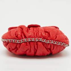 Pre Owned Chanel Red Quilted Leather CC Flap Chain Around Bag