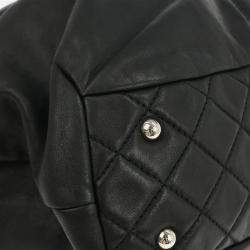 Pre Owned Chanel Black Calfskin Trianon Tote 2way Handbag