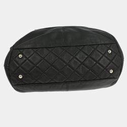 Pre Owned Chanel Black Calfskin Trianon Tote 2way Handbag