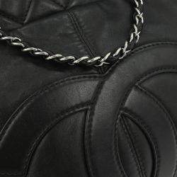 Pre Owned Chanel Black Calfskin Trianon Tote 2way Handbag