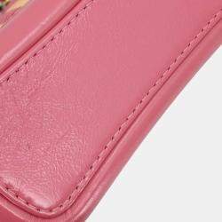 Pre Owned Chanel Pink Rattan Calfskin Small Gabrielle Shoulder Bag
