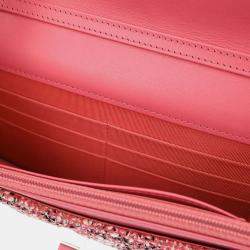 Pre Owned Chanel Pink Tweed Mademoiselle Lock Classic WOC Wallet On Chain