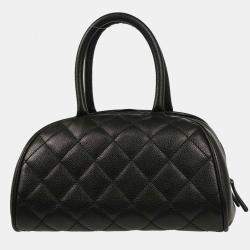 Pre Owned Chanel Black Calfskin Bowling Bag