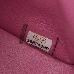 Pre Owned Chanel Pink Lambskin Chevron Mini Classic Square Flap Bag