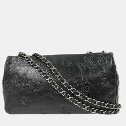 Pre Owned Chanel Black Calfskin Icon Shoulder Bag