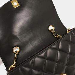 Pre Owned Chanel Black Lambskin Small Diana Shoulder Bag
