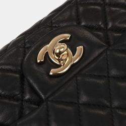 Pre Owned Chanel Black Lambskin Valentine East West Shoulder Bag