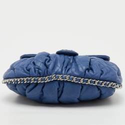 Pre Owned Chanel Blue Quilted Leather CC Flap Chain Around Bag