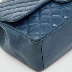 Pre Owned Chanel Blue Quilted Leather Maxi Classic Single Flap Bag