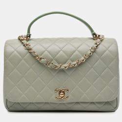 Pre Owned Chanel Green Small Quilted Lambskin Citizen Chic Flap