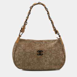 مملوكة مسبقًا Chanel Brown CC Suede Camellia Hobo