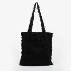 Pre Owned Chanel Black Tweed Rocket Embellished Shopper Tote